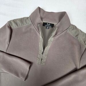 Magaschoni Quarter Zip Pullover Sweater‎ Mens Medium Mock Neck Long Sleeve